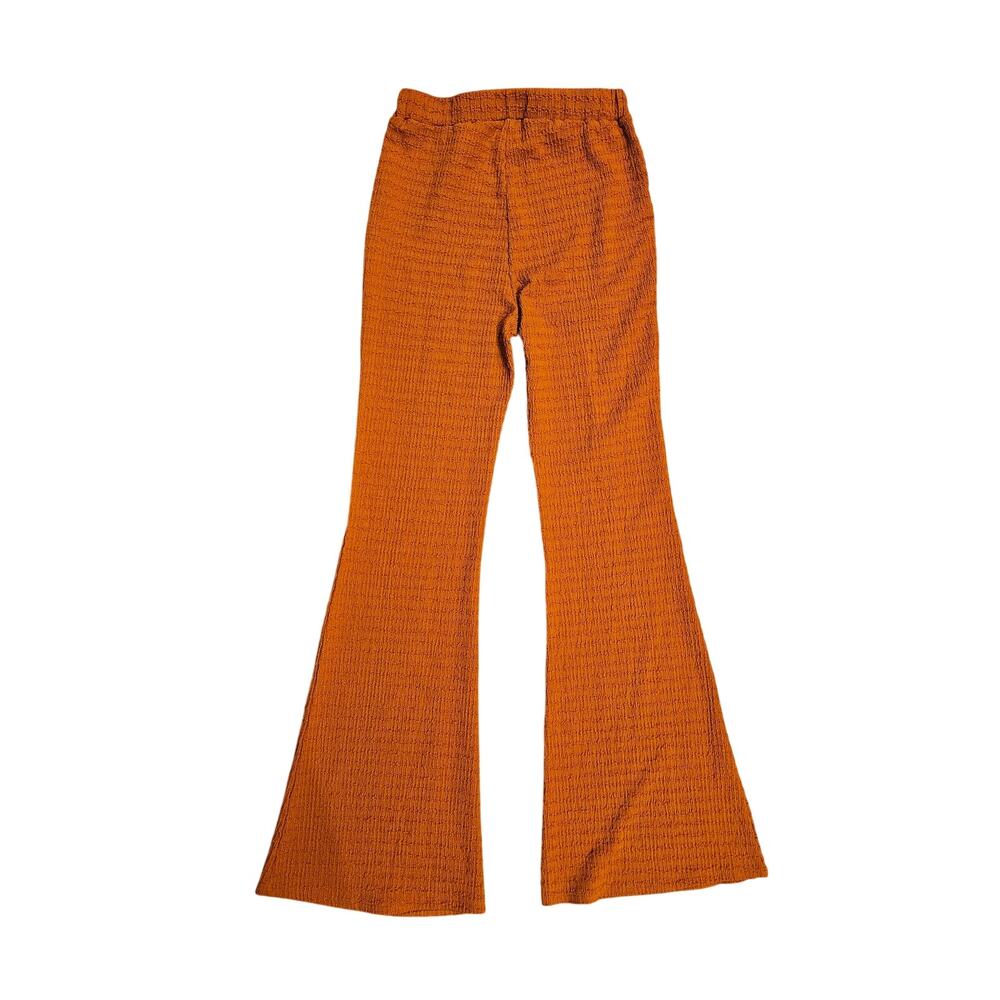 Stitch & pine textured boho flare yoga pants orange rust Hippie small stitchfix
